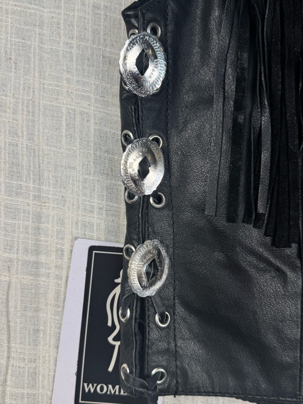 Unik Black Leather Fringe Vest - Picture 7 of 10